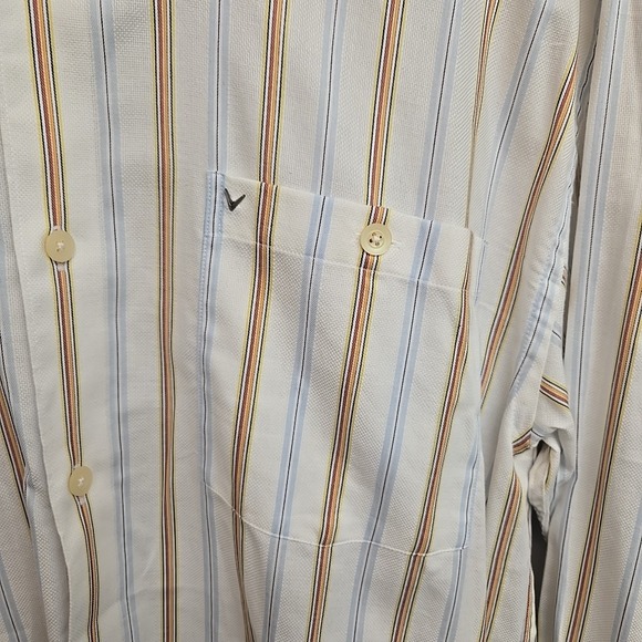 Callaway Golf Shirt Men's Large White Striped Button Down Cotton Dress Casual - Picture 2 of 10
